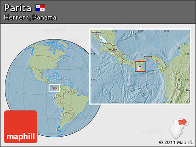 Savanna Style Location Map of Parita, highlighted parent region, hill shading