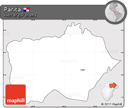 Silver Style Simple Map of Parita, cropped outside