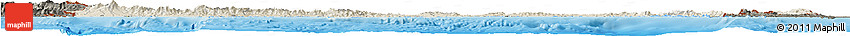 Shaded Relief Horizon Map of Panama, darken, land only