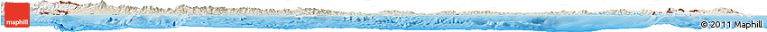 Shaded Relief Horizon Map of Panama, lighten, land only