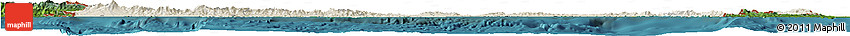 Shaded Relief Horizon Map of Panama, satellite outside