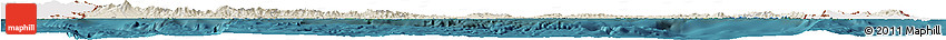 Shaded Relief Horizon Map of Panama, single color outside, satellite sea