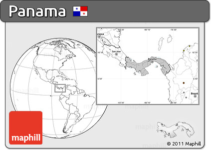 Gray Location Map of Panama, blank outside