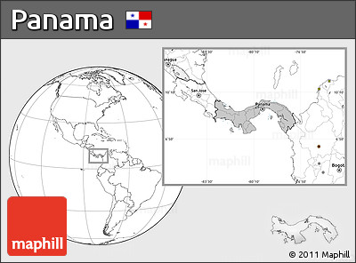 Gray Location Map of Panama, blank outside