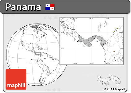 Gray Location Map of Panama, blank outside, hill shading inside