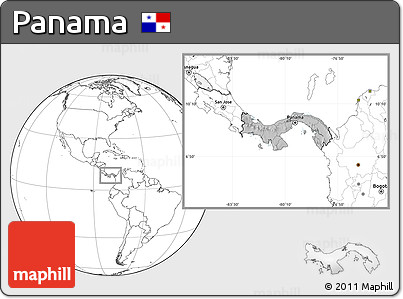 Gray Location Map of Panama, blank outside, hill shading inside