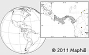 Gray Location Map of Panama, blank outside, hill shading inside