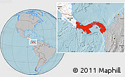 Gray Location Map of Panama, highlighted continent, hill shading