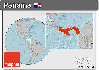 Gray Location Map of Panama, hill shading