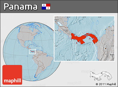 Gray Location Map of Panama, hill shading
