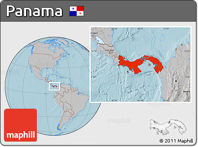 Gray Location Map of Panama, hill shading