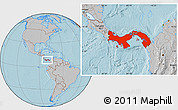 Gray Location Map of Panama, hill shading