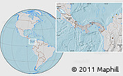 Gray Location Map of Panama, lighten, desaturated, land only, hill shading