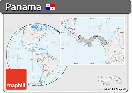 Gray Location Map of Panama, lighten