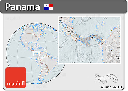 Gray Location Map of Panama, lighten, hill shading