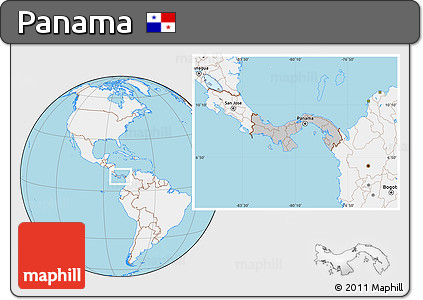 Gray Location Map of Panama, lighten, land only