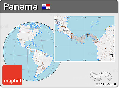 Gray Location Map of Panama, lighten, land only