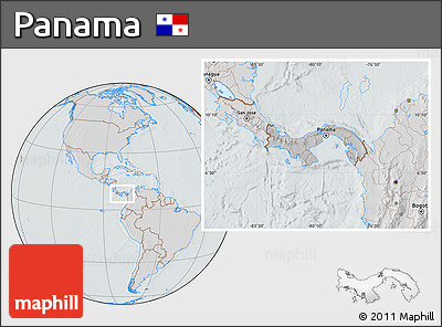 Gray Location Map of Panama, lighten, semi-desaturated, hill shading
