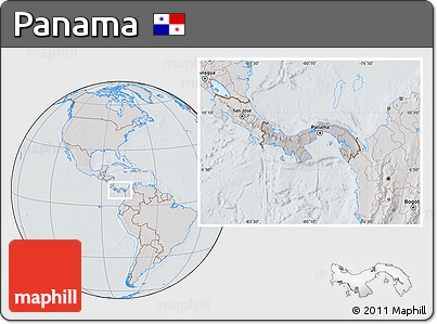 Gray Location Map of Panama, lighten, semi-desaturated, hill shading