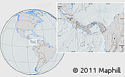 Gray Location Map of Panama, lighten, semi-desaturated, hill shading