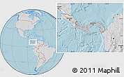 Gray Location Map of Panama, lighten, semi-desaturated, land only, hill shading