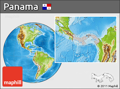 Gray Location Map of Panama, physical outside