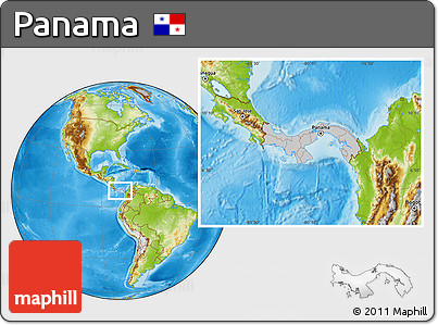 Gray Location Map of Panama, physical outside