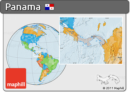 Gray Location Map of Panama, political outside