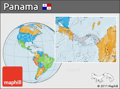Gray Location Map of Panama, political outside