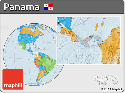 Gray Location Map of Panama, political outside, hill shading