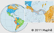 Gray Location Map of Panama, political outside, hill shading
