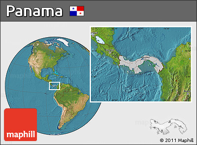 Gray Location Map of Panama, satellite outside