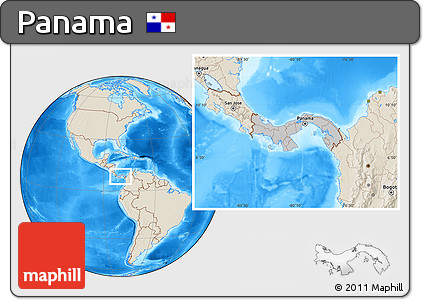 Gray Location Map of Panama, shaded relief outside