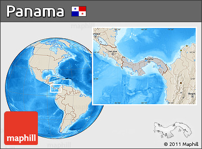 Gray Location Map of Panama, shaded relief outside