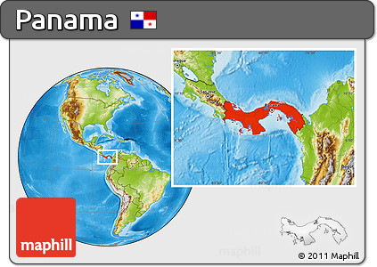 Physical Location Map of Panama