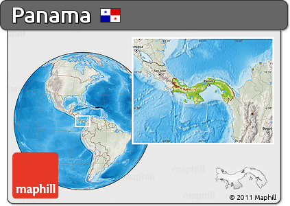 Physical Location Map of Panama, lighten, semi-desaturated, land only