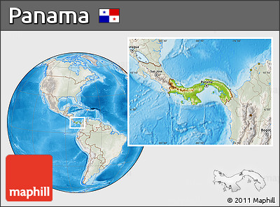 Physical Location Map of Panama, lighten, semi-desaturated, land only