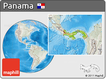 Physical Location Map of Panama, lighten, semi-desaturated, land only