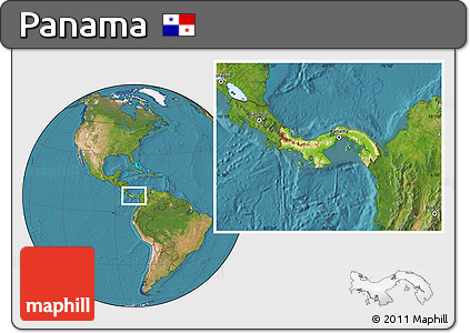 Physical Location Map of Panama, satellite outside