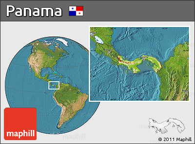 Physical Location Map of Panama, satellite outside