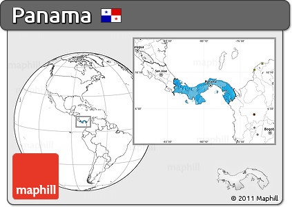 Political Location Map of Panama, blank outside