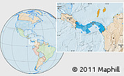 Political Location Map of Panama, lighten, land only