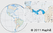 Political Location Map of Panama, lighten, semi-desaturated