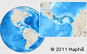 Political Location Map of Panama, shaded relief outside