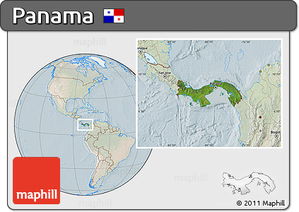 Satellite Location Map of Panama, lighten