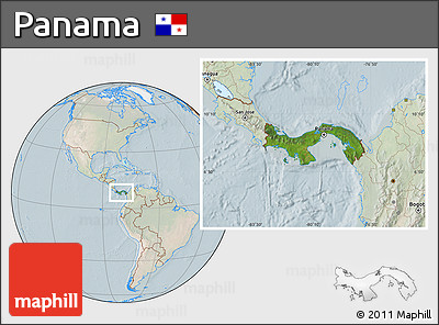 Satellite Location Map of Panama, lighten