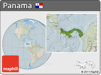 Satellite Location Map of Panama, lighten