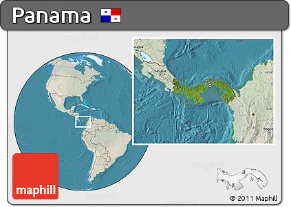 Satellite Location Map of Panama, lighten, land only