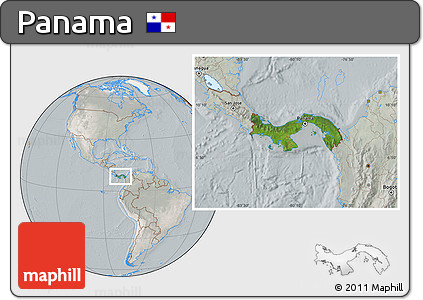 Satellite Location Map of Panama, lighten, semi-desaturated