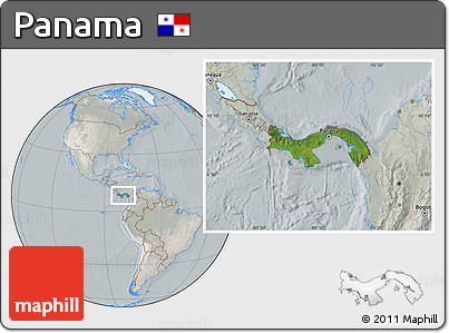 Satellite Location Map of Panama, lighten, semi-desaturated